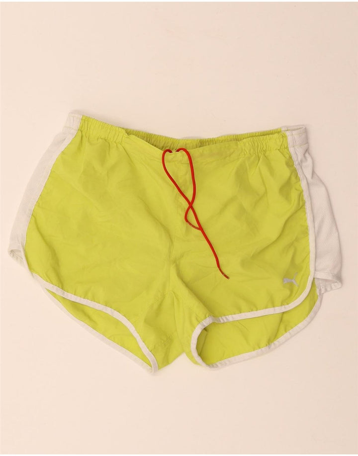 PUMA Damen Sportshorts UK 14 Large Gelbes Colourblock-Polyester
