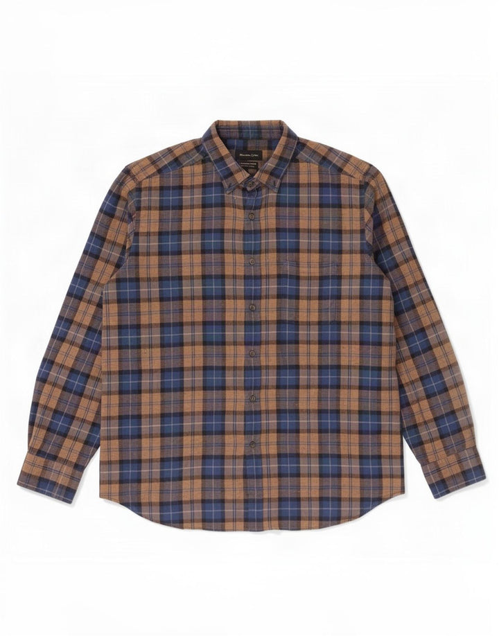 Massimo Dutti Herren Flanellhemd 2XL Braun kariert