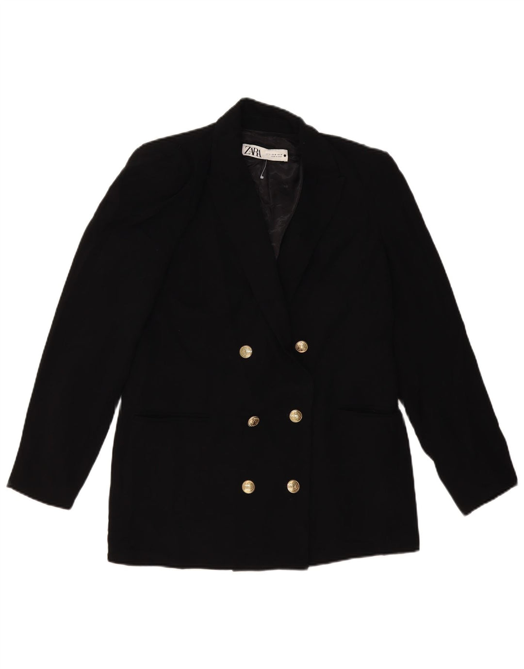Zweireihiger Blazer für Damen von ZARA, Mittelschwarz, Polyester