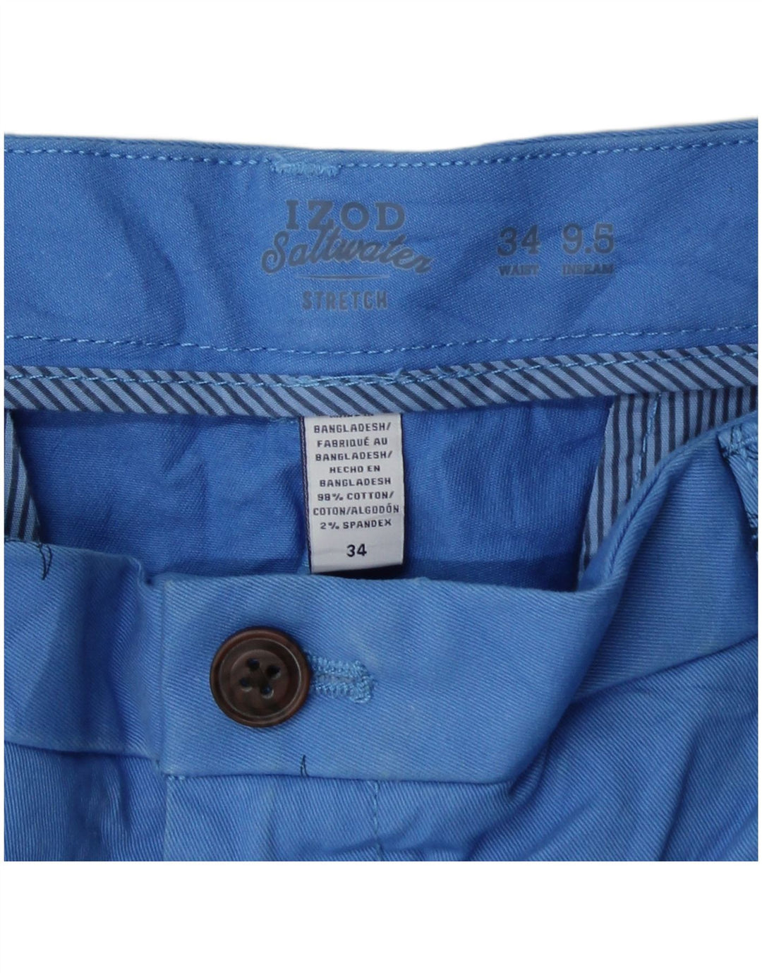 IZOD Herren Salt Water Chino Shorts W34 Große blau gepunktete Baumwolle