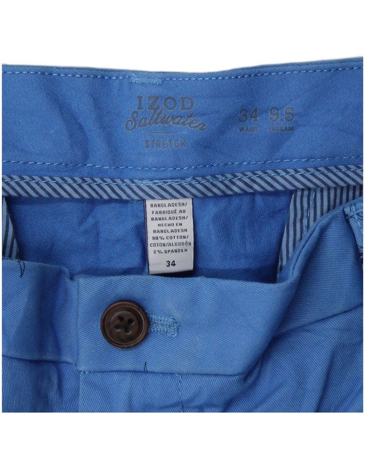 IZOD Herren Salt Water Chino Shorts W34 Große blau gepunktete Baumwolle