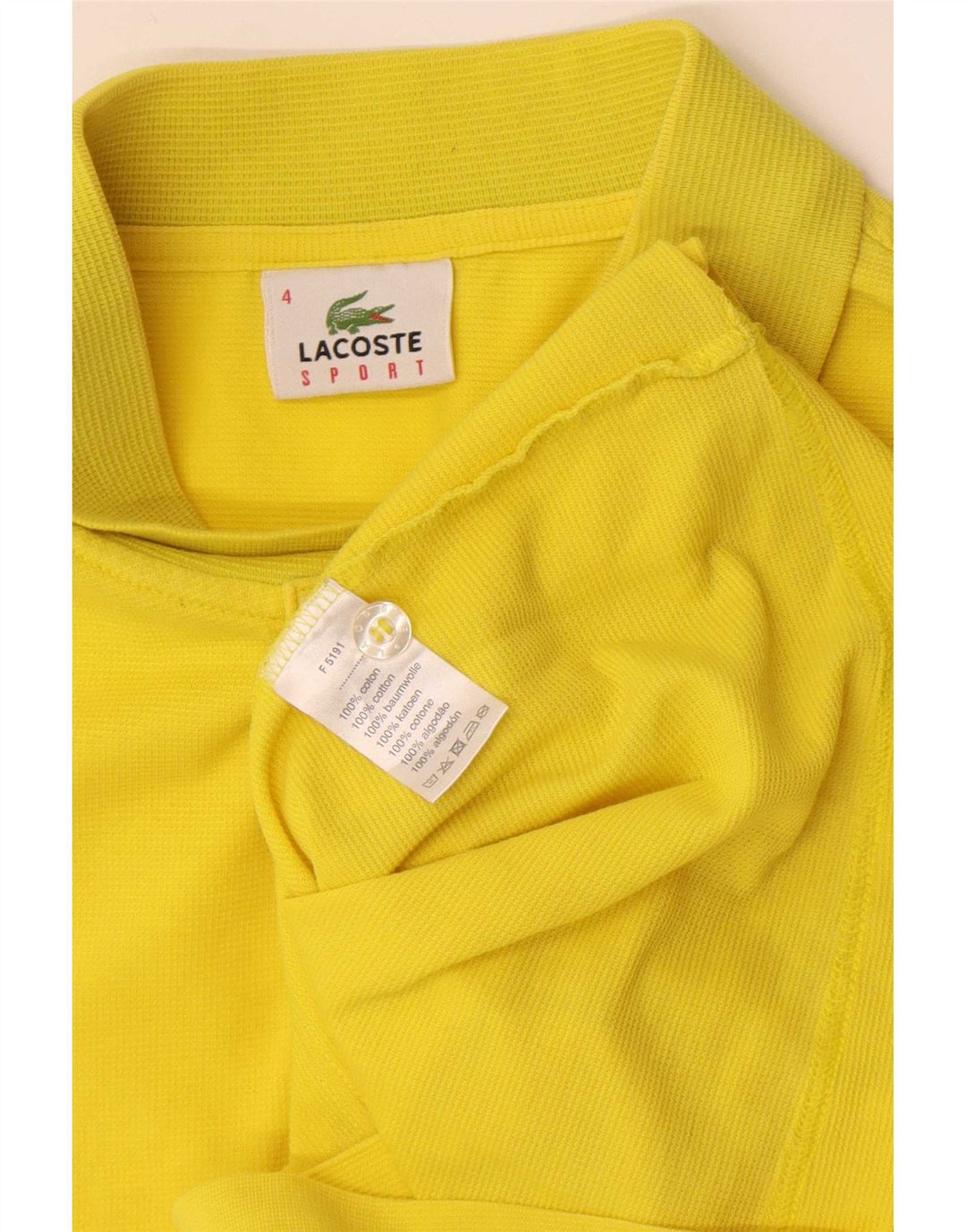 Lacoste Herren-Poloshirt, Größe 4, mittelgelbe Baumwolle