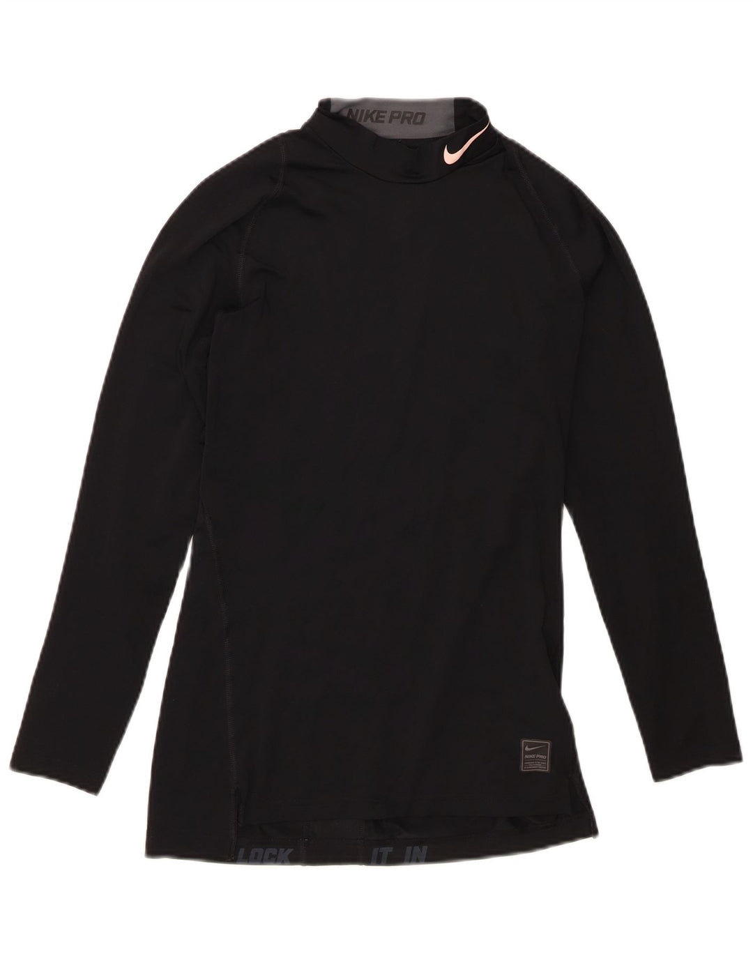 Nike Damen-Kompressionsoberteil, langärmlig, UK 10, Größe S, Schwarz, Polyester