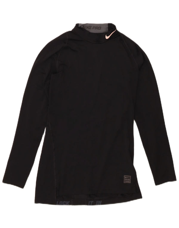 Nike Damen-Kompressionsoberteil, langärmlig, UK 10, Größe S, Schwarz, Polyester