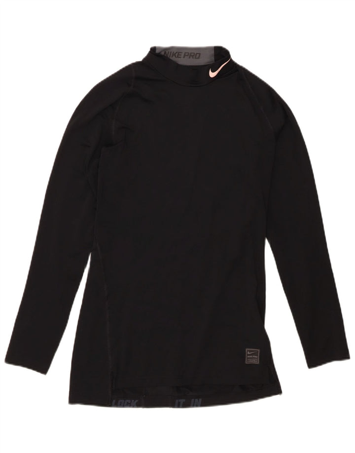 Nike Damen-Kompressionsoberteil, langärmlig, UK 10, Größe S, Schwarz, Polyester