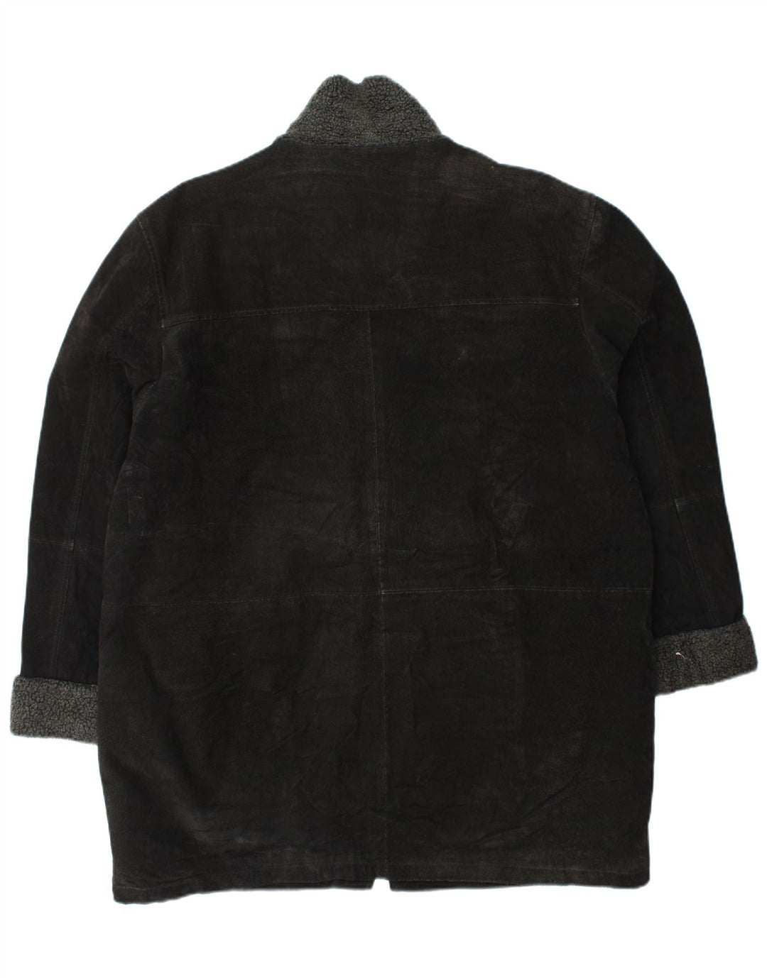 VINTAGE Damen Wildledermantel UK 18 XL Schwarzes Leder