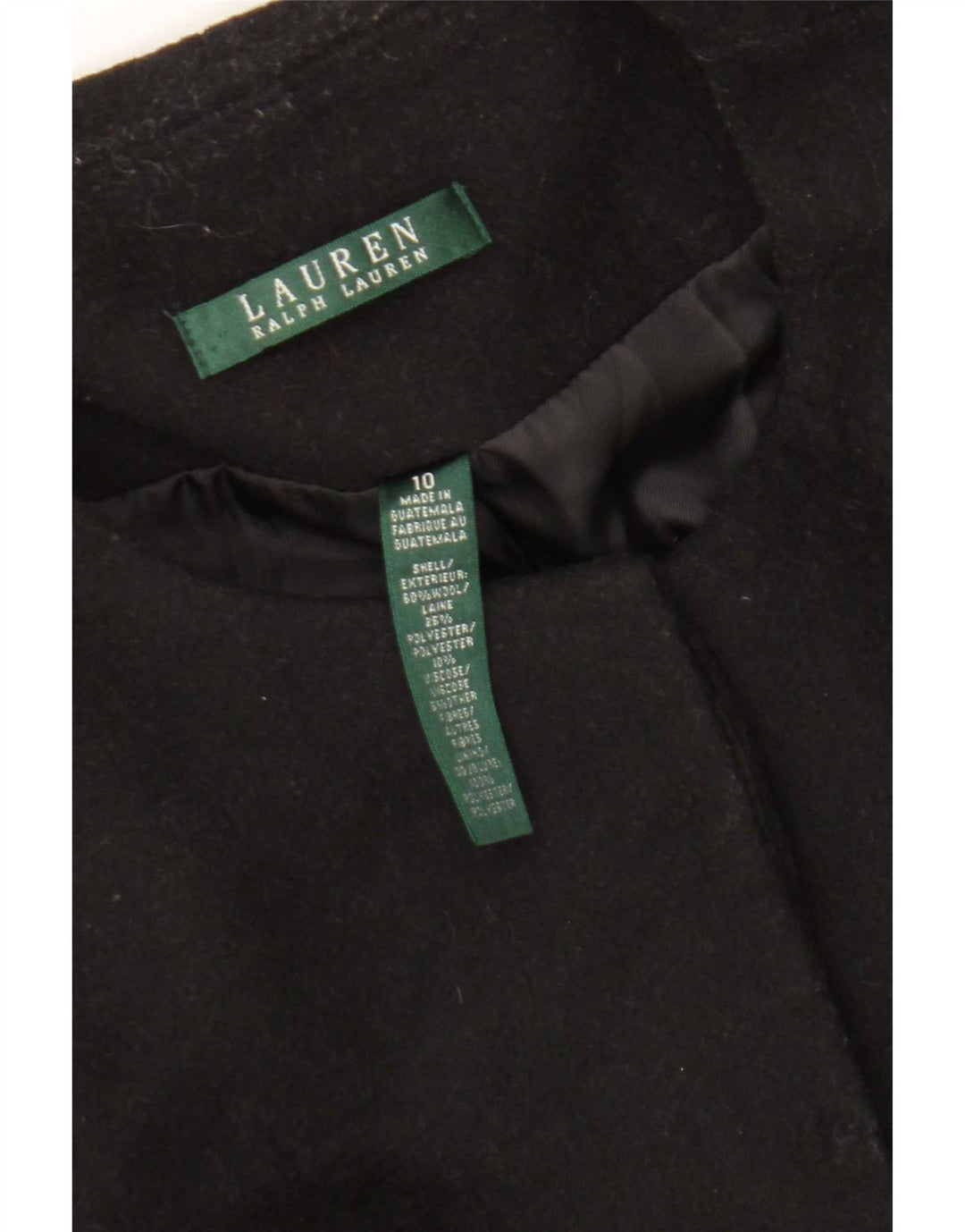 Ralph Lauren Damenmantel US 10 Große schwarze Wolle