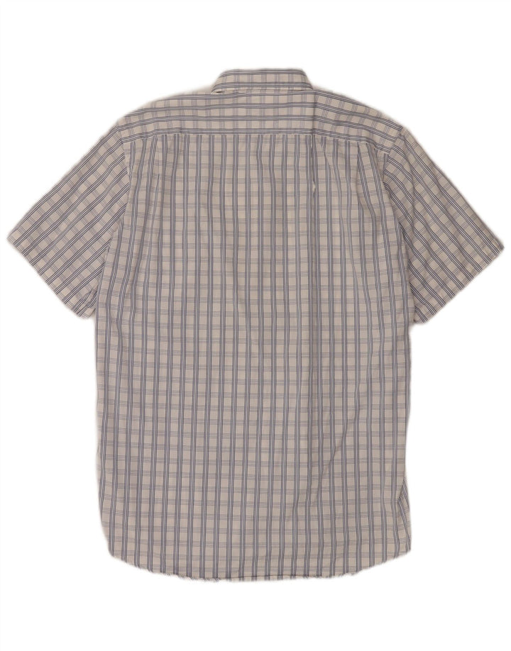 Lacoste Herren-Kurzarmhemd, Größe 39, mittelweiß, kariert, Baumwolle