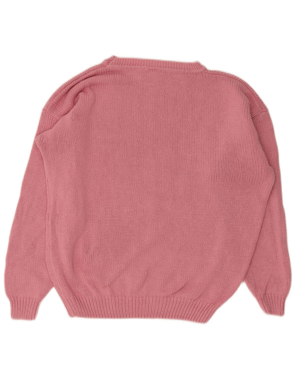 Vintage Damen Pullover mit U-Boot-Ausschnitt EU 44/46 XL Rosa Baumwolle