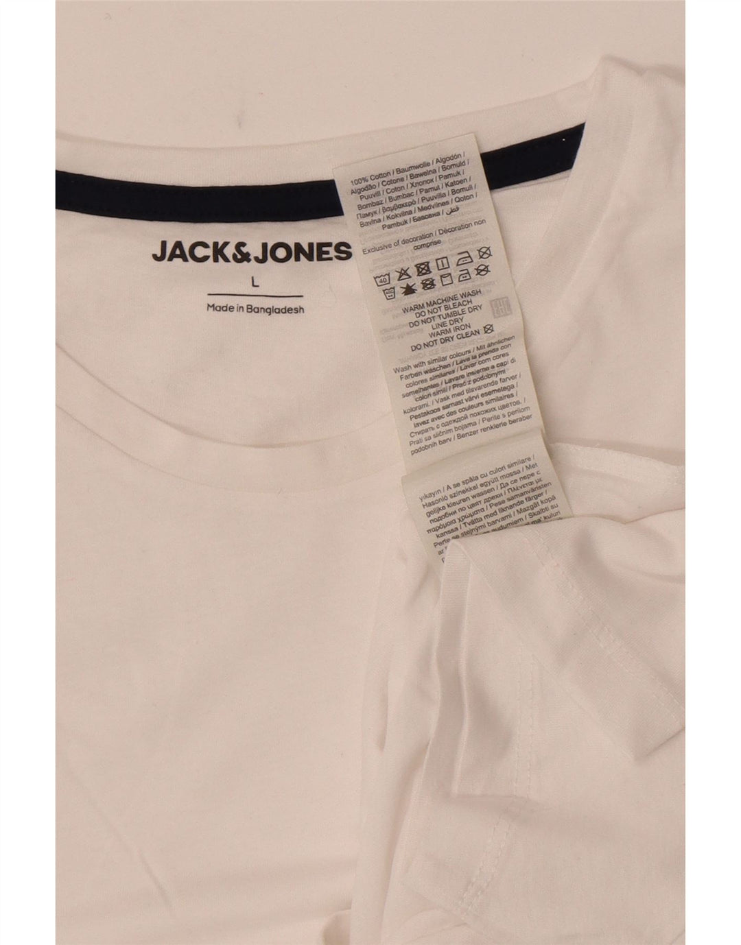 Jack & Jones Herren T-Shirt Top Large Weiß Baumwolle