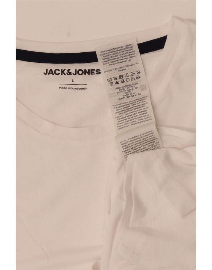 Jack & Jones Herren T-Shirt Top Large Weiß Baumwolle