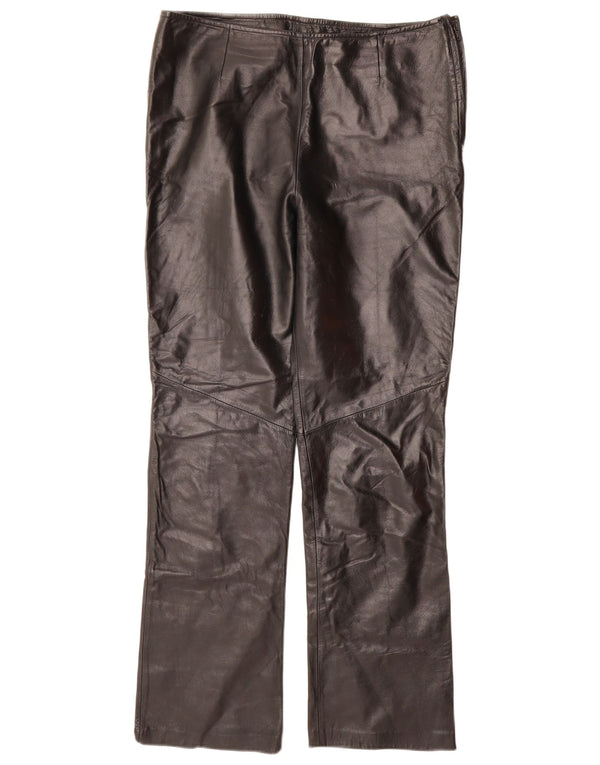 DANIER Damen gerade Lederhose UK 16 Large W34 L31 Schwarzes Leder