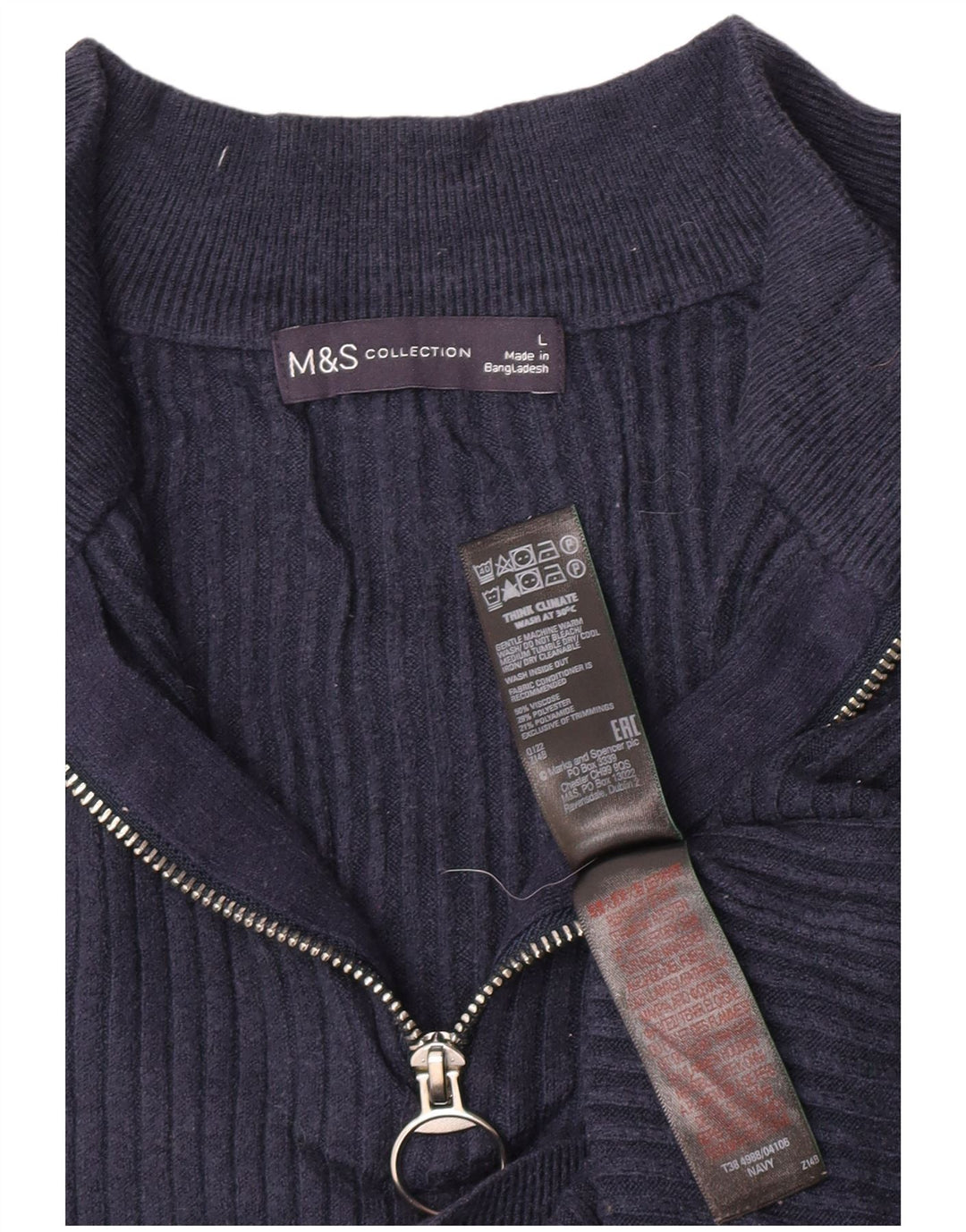 Marks & Spencer Damen-Pullover mit Reißverschluss am Hals, Gr. 40, Marineblau