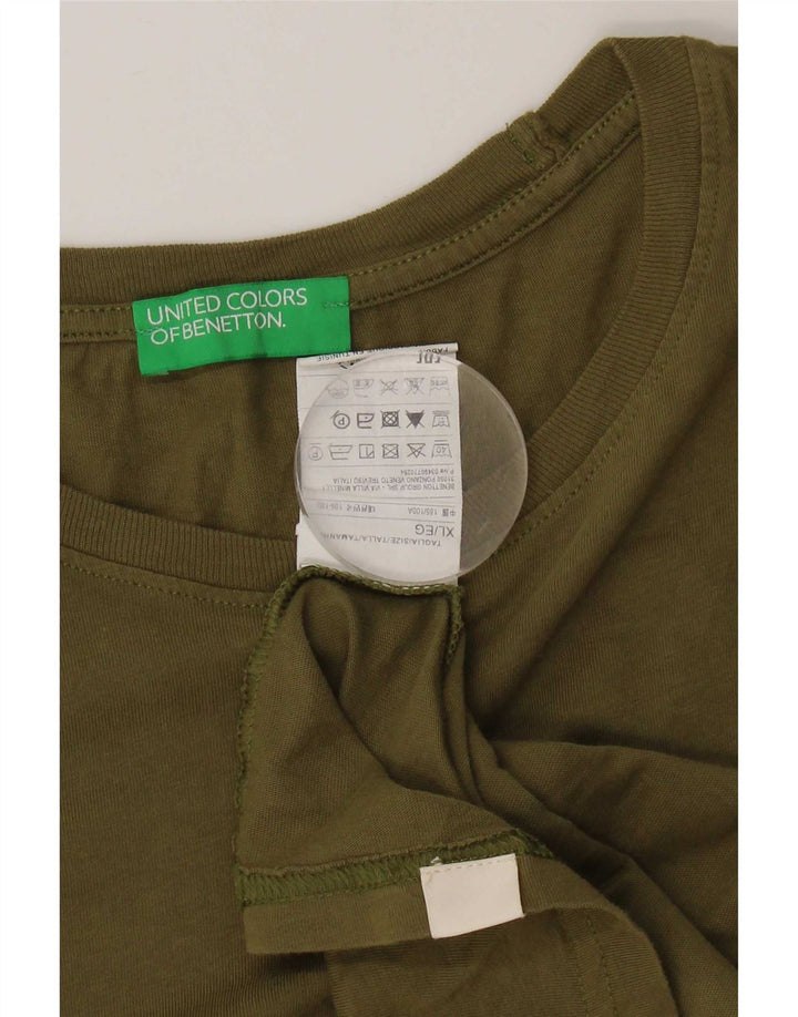 Benetton Herren T-Shirt Top XL Khaki Baumwolle