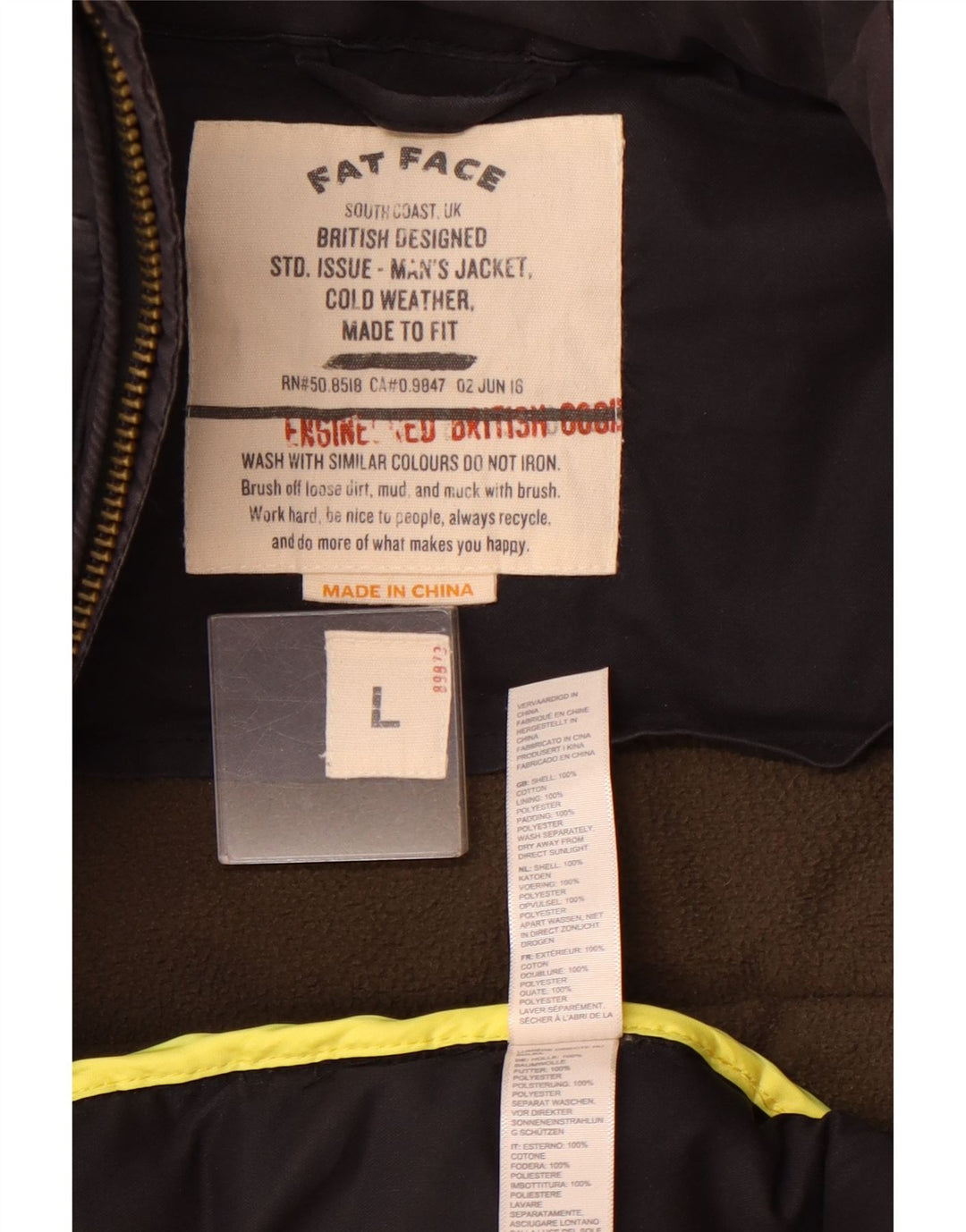 Fat Face Herren Wattierte Jacke UK 40 Large Schwarz Baumwolle