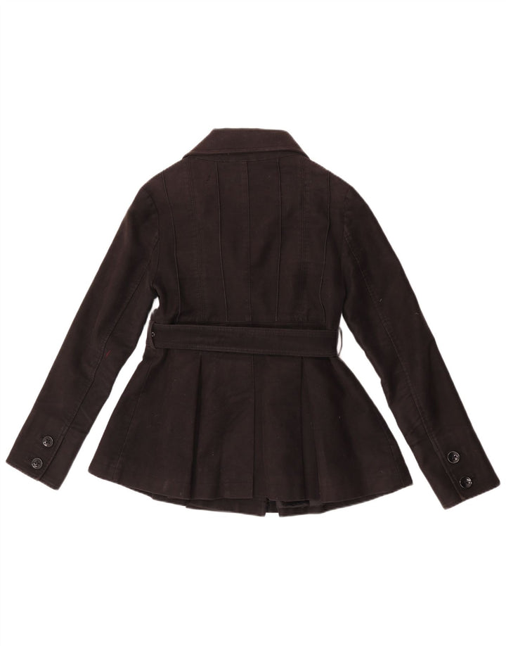 Ted Baker Damen Pea Coat Größe 2 Small Schwarz Baumwolle