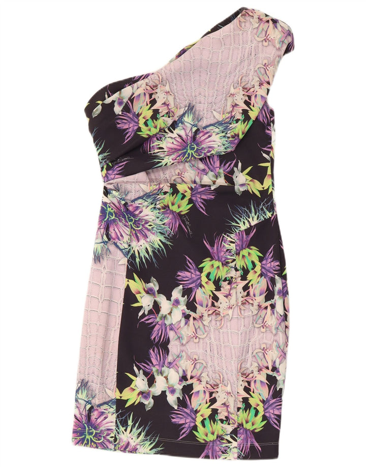 Just Cavalli One-Shoulder-Kleid für Damen, IT 42, mittelgroß, mehrfarbig, mit Blumenmuster