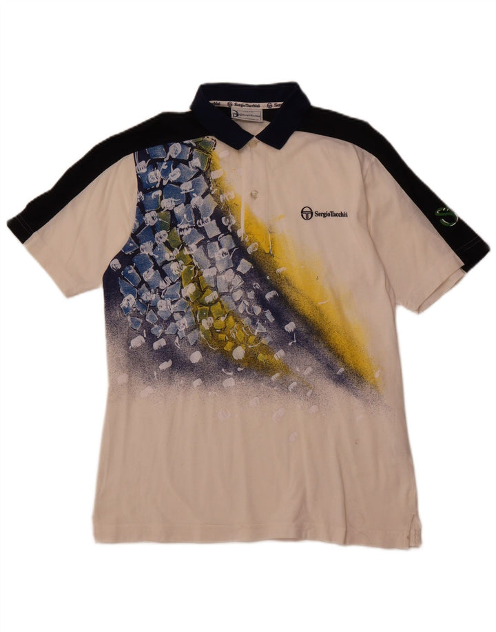 SERGIO TACCHINI Herren-Poloshirt mit Grafik, Größe S, Weiß, Colourblock-Baumwolle