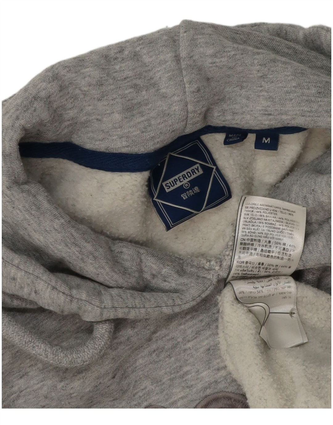 Superdry Herren-Pullover mit grafischem Kapuzenpullover, mittelgrau gesprenkelte Baumwolle