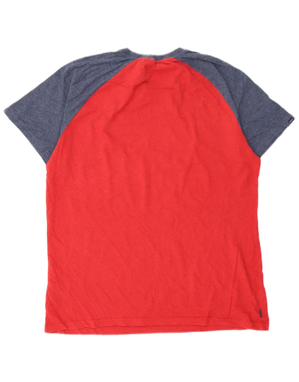 Superdry Herren T-Shirt Top 2XL Rot Colourblock Baumwolle