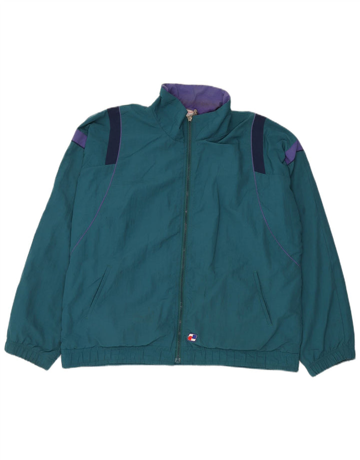 Vintage Herren-Trainingsanzug mit lockerer Passform, Jacke, groß, blau, Farbblock