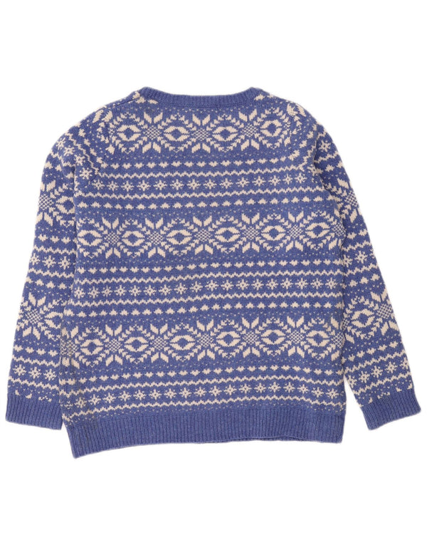 Marks & Spencer Damen-Pullover mit U-Boot-Ausschnitt, UK 14, Größe L, Blau, Fair Isle