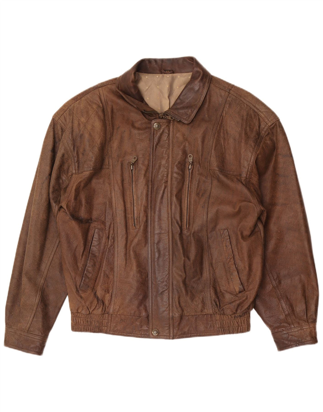 Vintage Herren Lederjacke IT 48 Mittelbraunes Leder