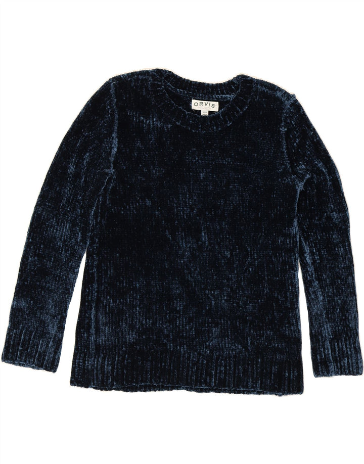 ORVIS Womens Crew Neck Jumper Sweater UK 10 Small Navy Blue Polyester Vintage Orvis and Second-Hand Orvis from Messina Hembry 