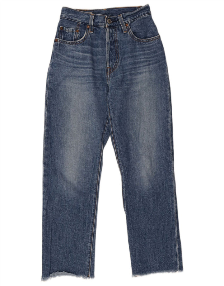 Levi's Damen 501 Straight Jeans W24 L26 Blaue Baumwolle