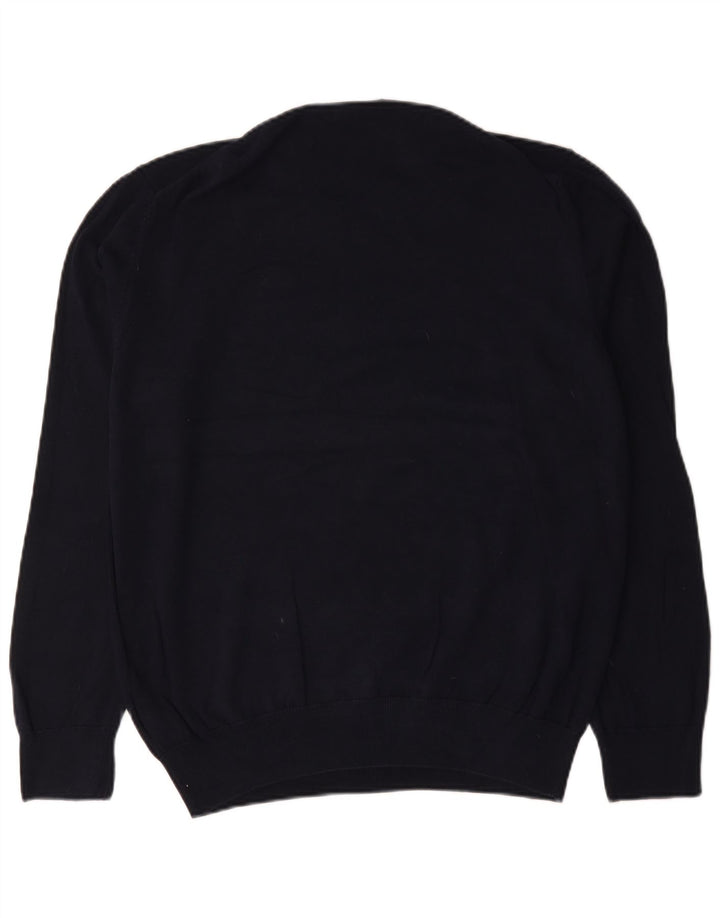 Marks & Spencer Herren-Pullover mit Rundhalsausschnitt, XL, marineblaue Baumwolle