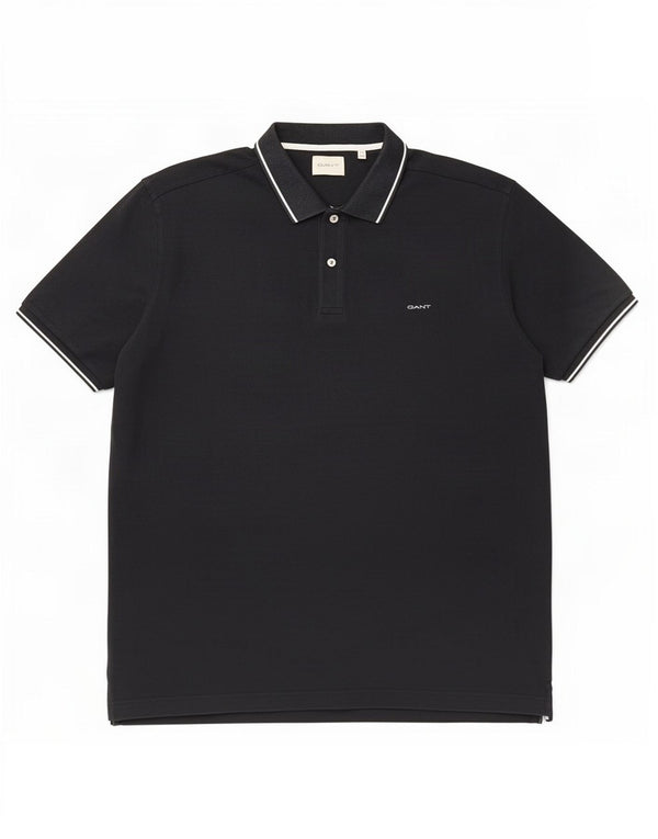 Gant Herren Poloshirt 5XL Schwarz Baumwolle