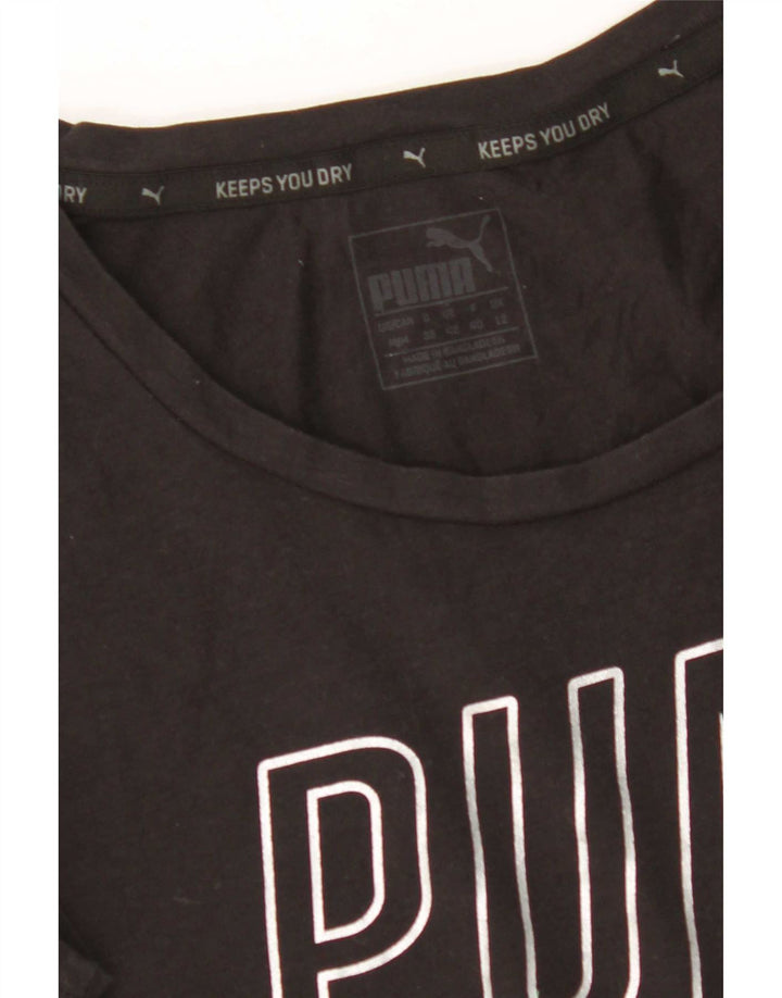 Puma Damen Crop Graphic T-Shirt Top UK 12 Medium Schwarz