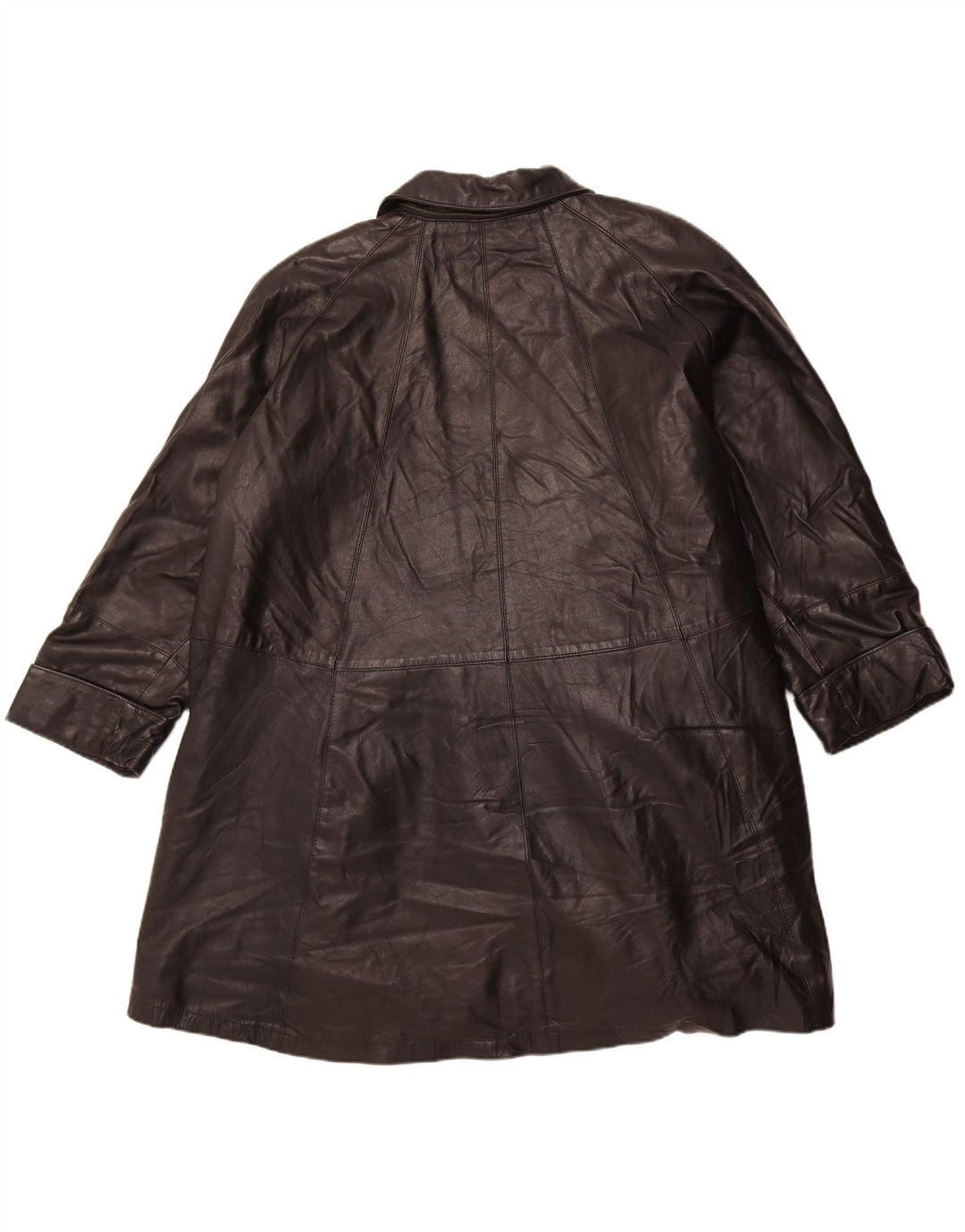 Vintage Damen Übergroßer Ledermantel IT 56 Großes schwarzes Leder