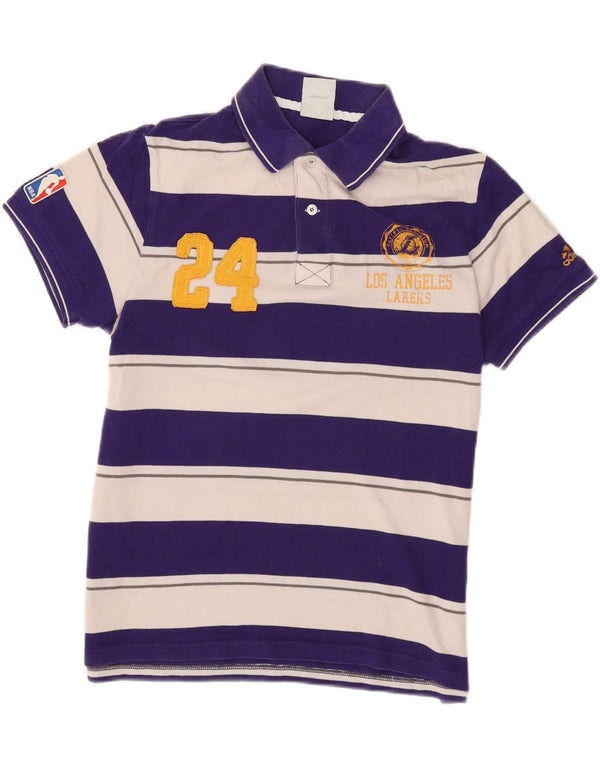 Adidas Herren Los Angeles Lakers Graphic Rugby Poloshirt Mittelblau gestreift