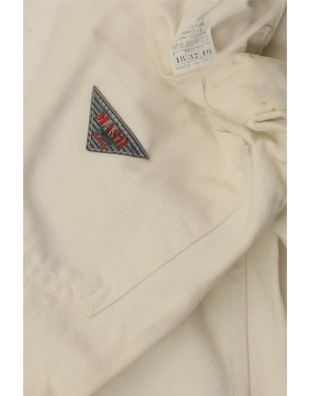 Mash Herren Tapered Jeans IT 48 Medium W32 L33 Weiße Baumwolle