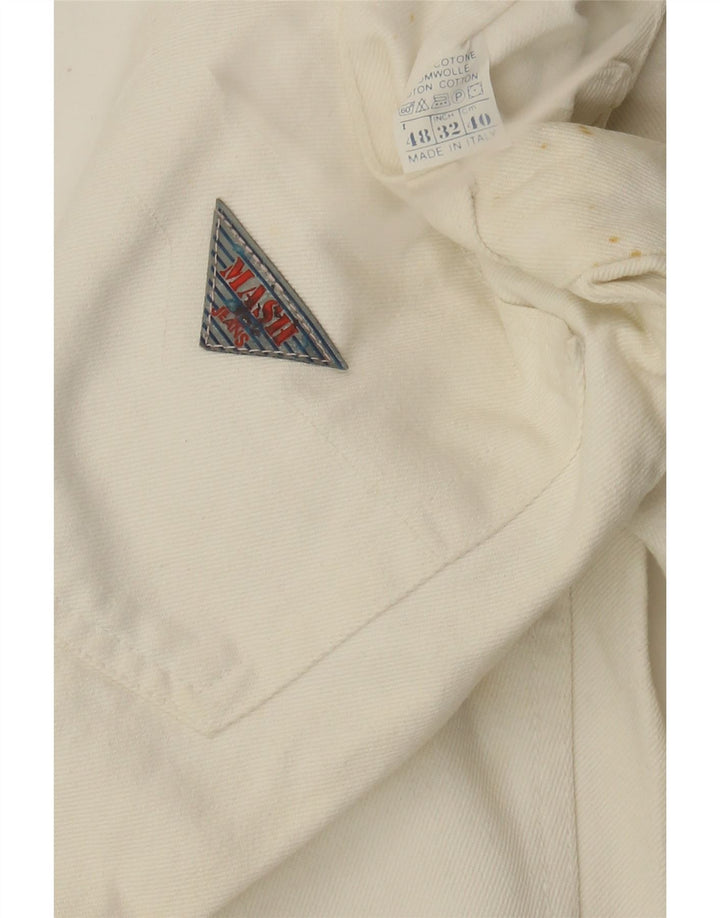 Mash Herren Tapered Jeans IT 48 Medium W32 L33 Weiße Baumwolle