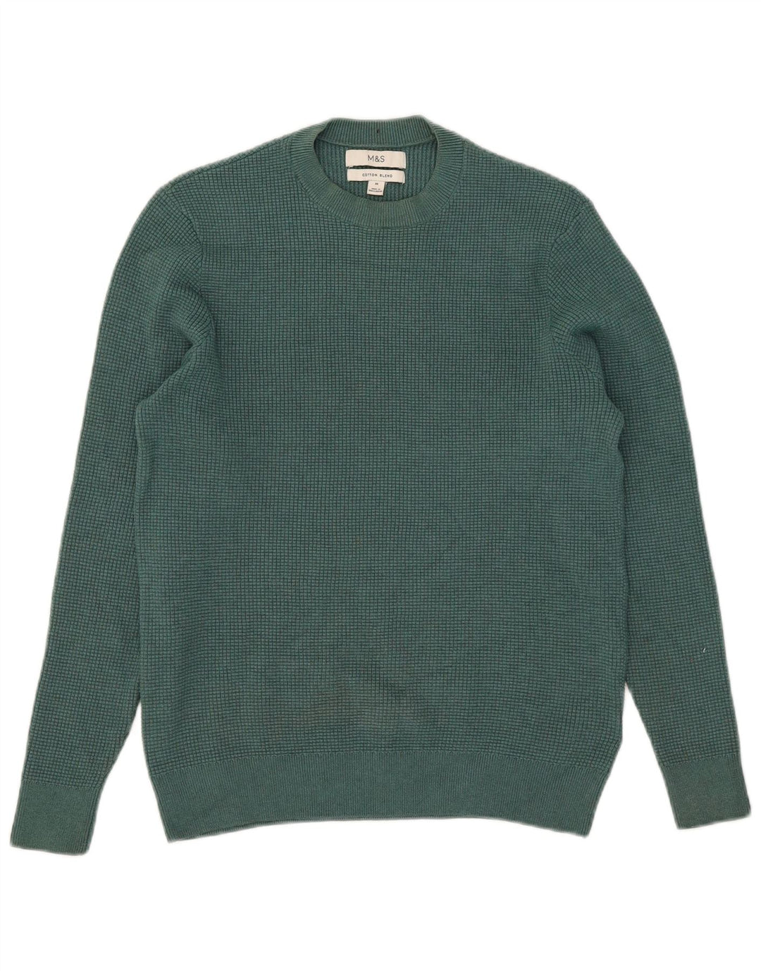Marks & Spencer Herren-Pullover mit Rundhalsausschnitt, mittelgrün, Polyester