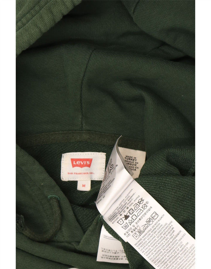 LEVI'S Mens Graphic Hoodie Jumper Medium Green Cotton