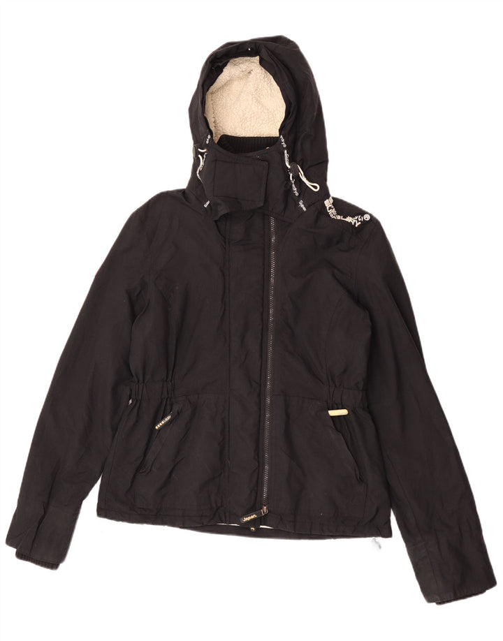 Superdry Damen Graphic Hooded Windjacke UK 14 Medium Schwarz