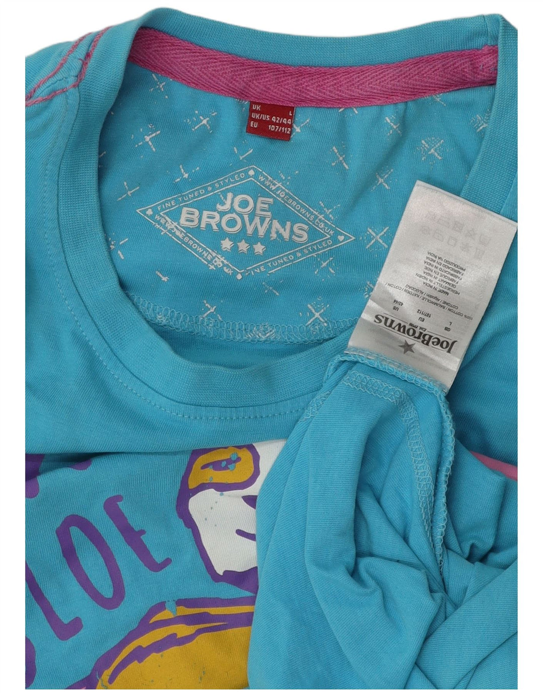 JOE BROWNS Herren-T-Shirt mit Grafik, Größe L, aus blauer Baumwolle