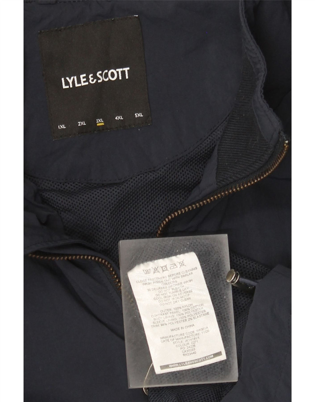Lyle & Scott Herren-Regenjacke UK 46 3XL Marineblaues Colourblock-Nylon