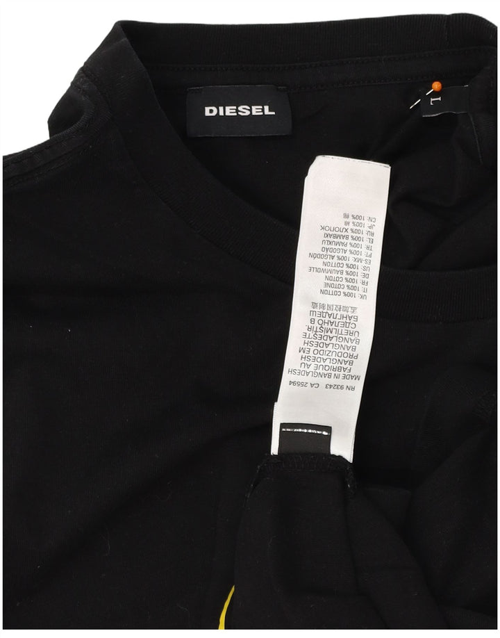 DIESEL Herren-T-Shirt mit Grafik, groß, aus schwarzer Baumwolle