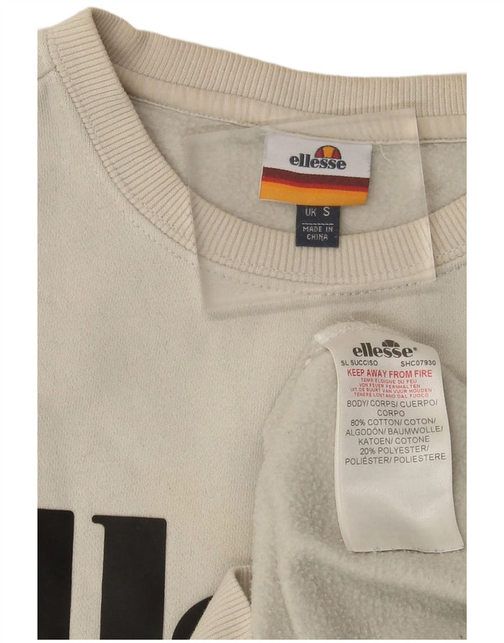 Ellesse Herren-Sweatshirt mit Grafik, Größe S, weiße Baumwolle