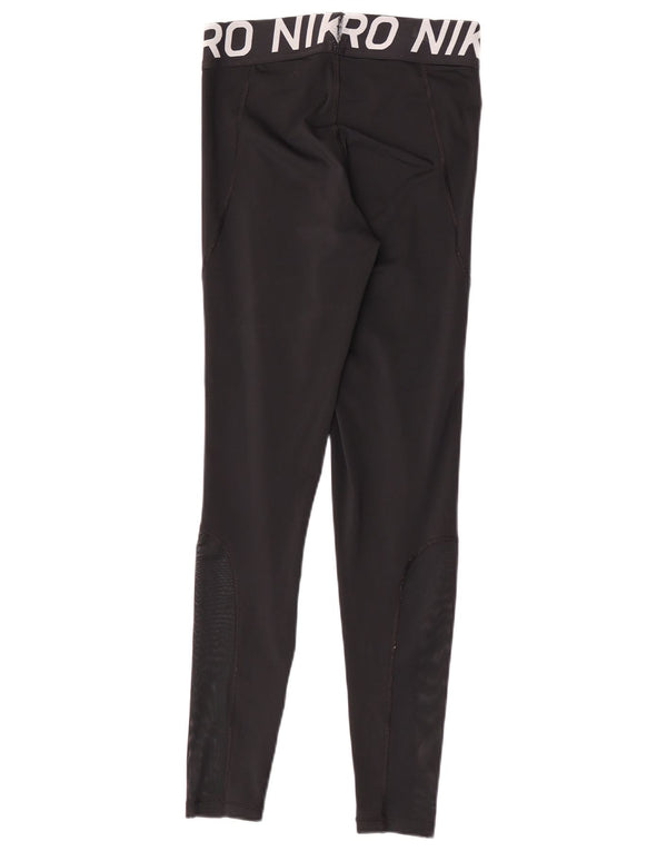Nike Damen Dri Fit Graphic Leggings UK 14 Medium Schwarz