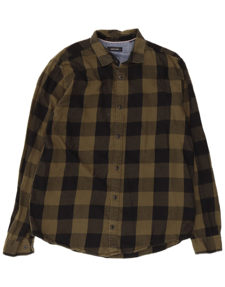 Jack & Jones Herren Flanellhemd XL Khaki Check Baumwolle