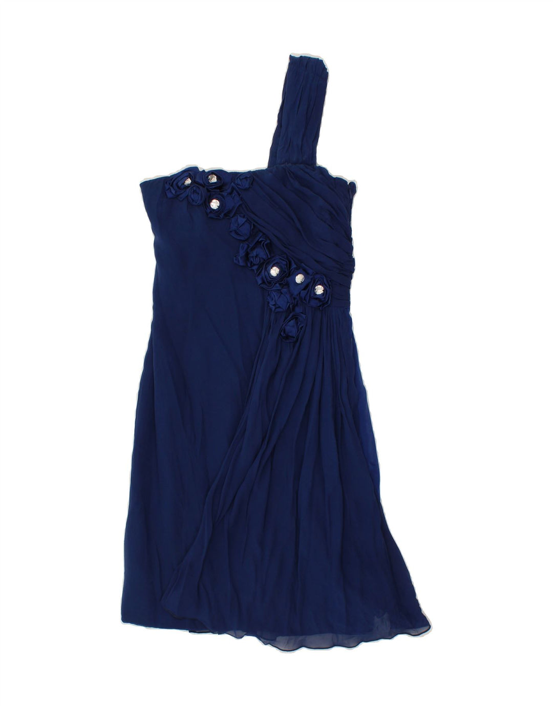 COAST Womens One Shoulder Dress UK 10 Small Navy Blue Floral Polyester Vintage Coast and Second-Hand Coast from Messina Hembry 