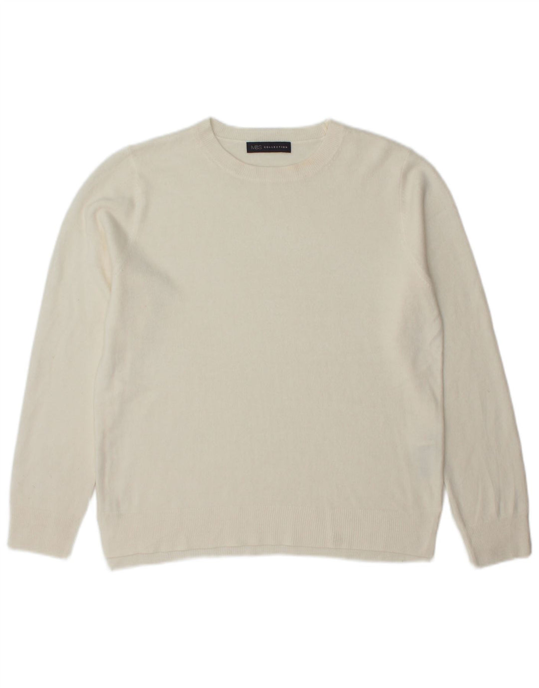 Marks & Spencer Damen-Pullover mit Rundhalsausschnitt, Gr. 14, Mittel, gebrochenes Weiß