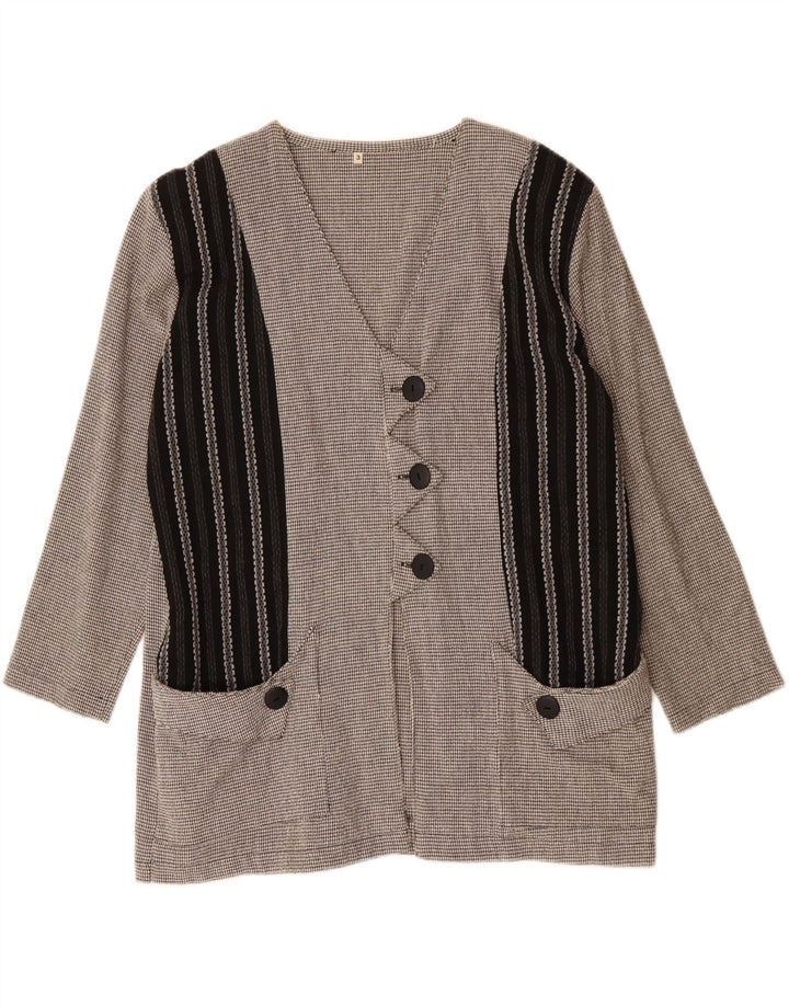 Vintage Damen-Blazer in Übergröße, Gr. 16, groß, grau, Farbblock