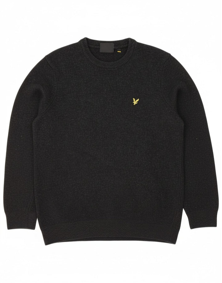 LYLE & SCOTT Mens Crew Neck Jumper Sweater Medium Grey Wool