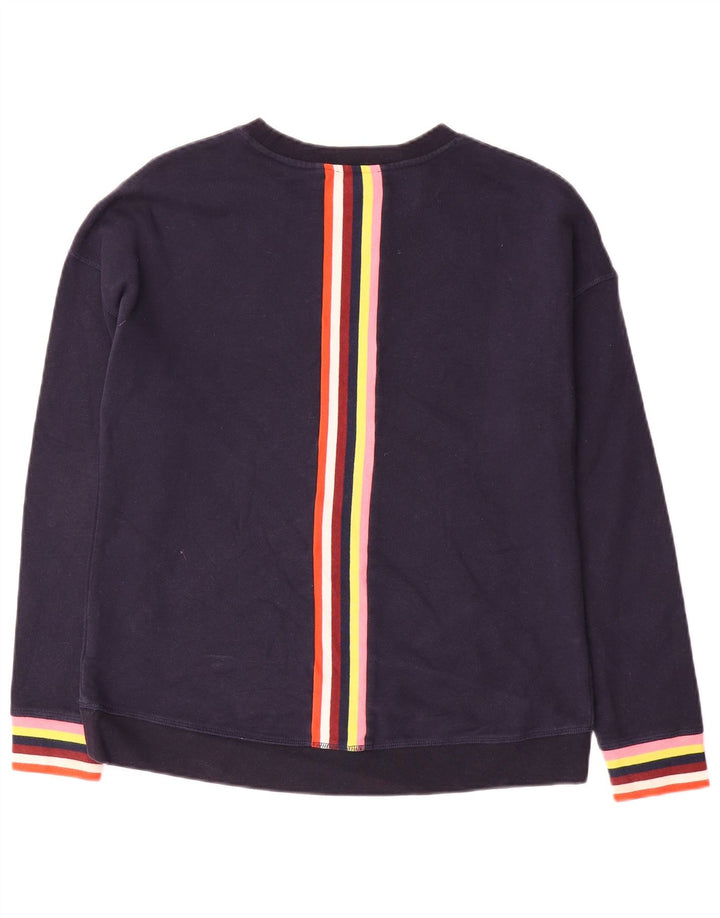 Boden Damen-Sweatshirt-Pullover UK 14 Mittelmarineblau gestreift aus Baumwolle